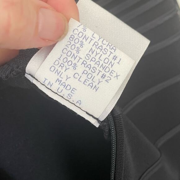 Vintage Tadashi Shoji Black Sheer Satin Long Sleeve Dress Gown 10 - Picture 7 of 9